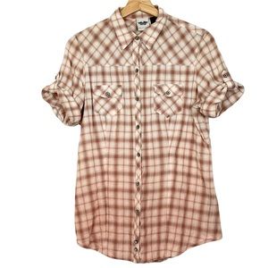Harley Davidson Plaid Dip Dye Button Up Shirt Size Medium